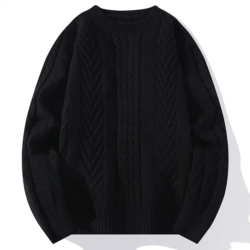 Autumn Winter Knitted Mens Casual Sweater High Quality Round Neck Twists Weaving Pink Pullover Men Fashion Warm Sweater 240812