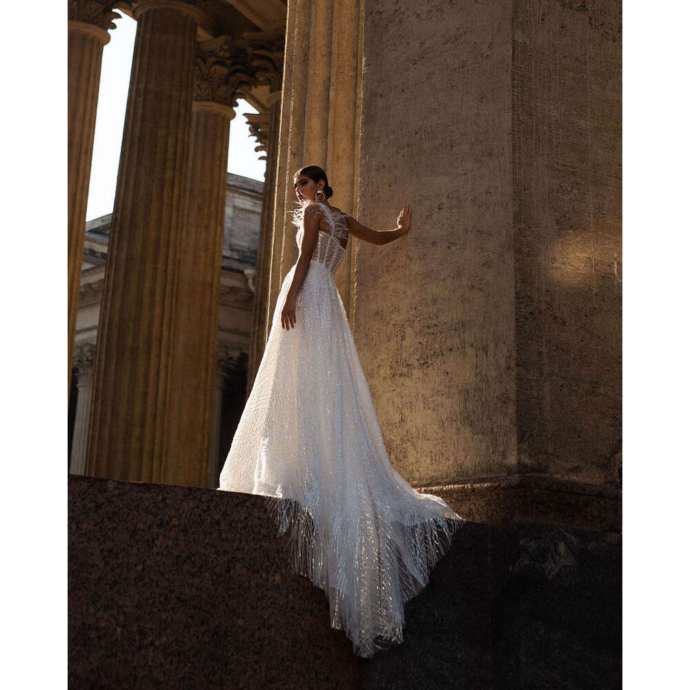 Style Simple A E Gown Wedding Dresses One Shoulder Sequins Lace Bridal Gowns Big Vestidos De Novia Custom Size Colour s