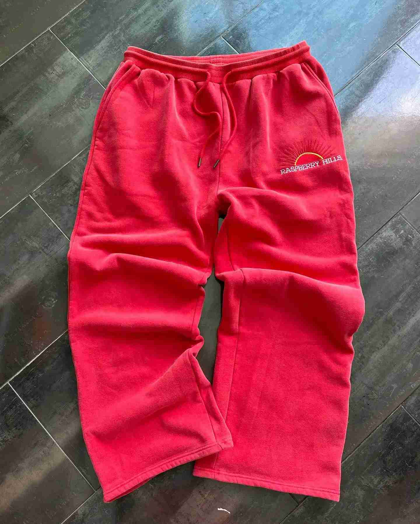 GOLD Trendy Brands Summer Cotton Casual Pants Red Fashion Man Women Street Sweatpants Harajuku Baggy Joggers Straight PantsXJ240813