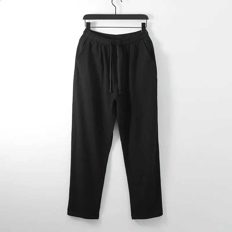 Pants Large Size Summer Mens Cotton Tall Big Sizes Wide Leg Linen Pant Oversized Jogger Trousers Male Plus Size Loose Pants Men 240812