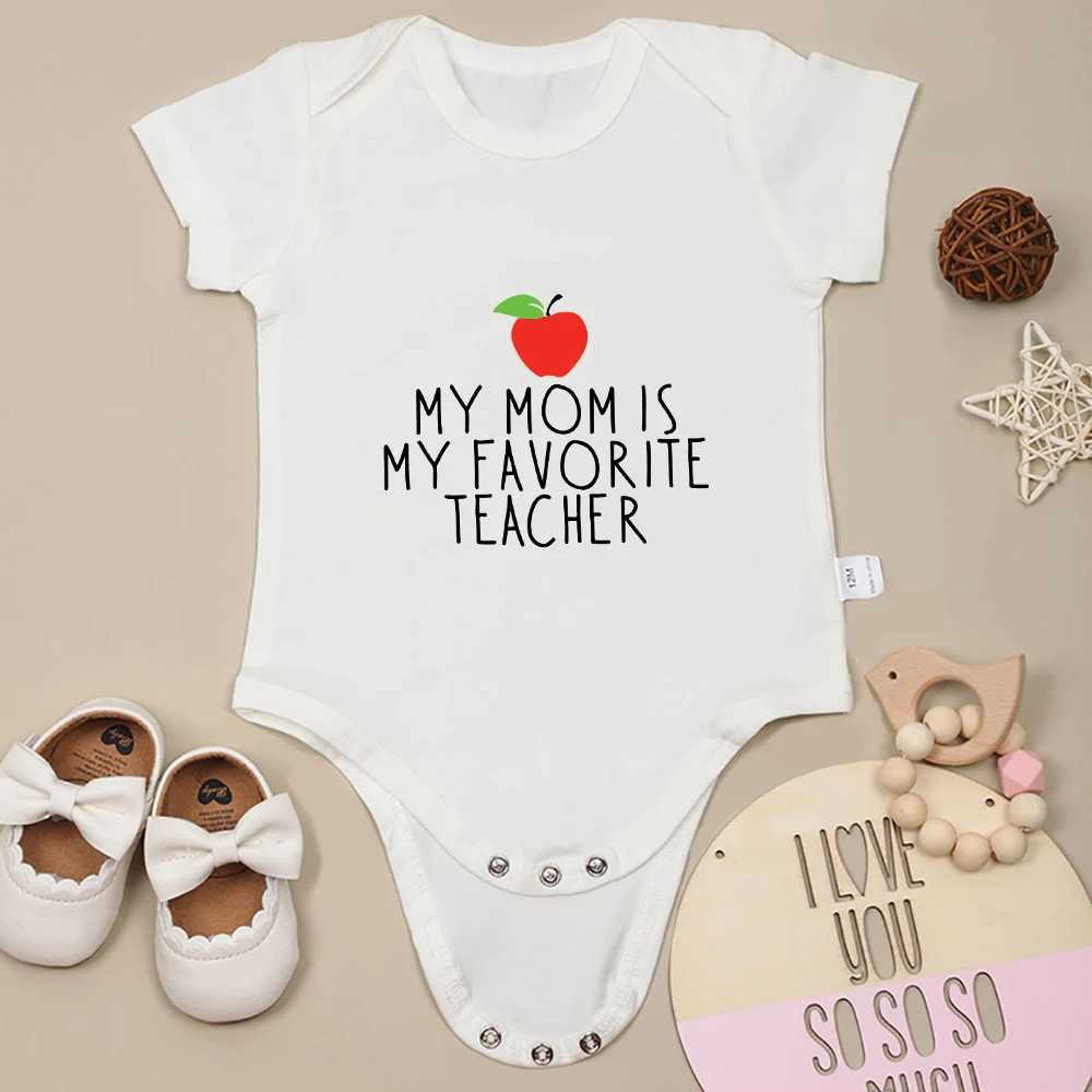 My mother is the teachers favorite creative baby Onesie sweet style baby girl jumpsuit multi colored fashionable newborn tight fitting clothes W240812