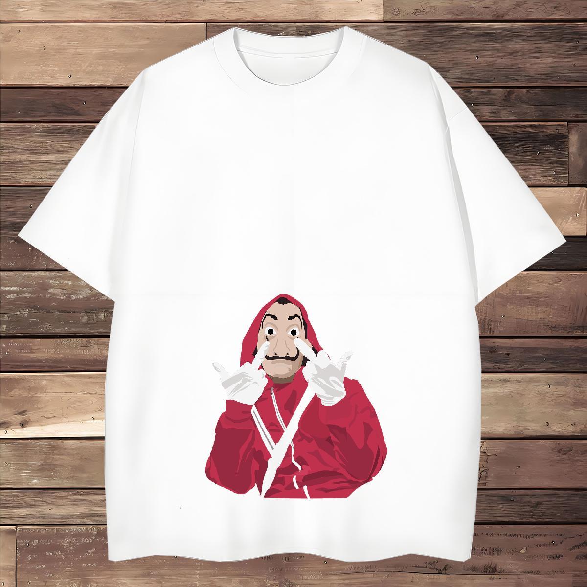 T Shirts Men 230g 100% Cotton portrait Anime Printing Street Breathable Short Sleeve Custom Printed Men Tees 2024 New Classic Tees Shirts