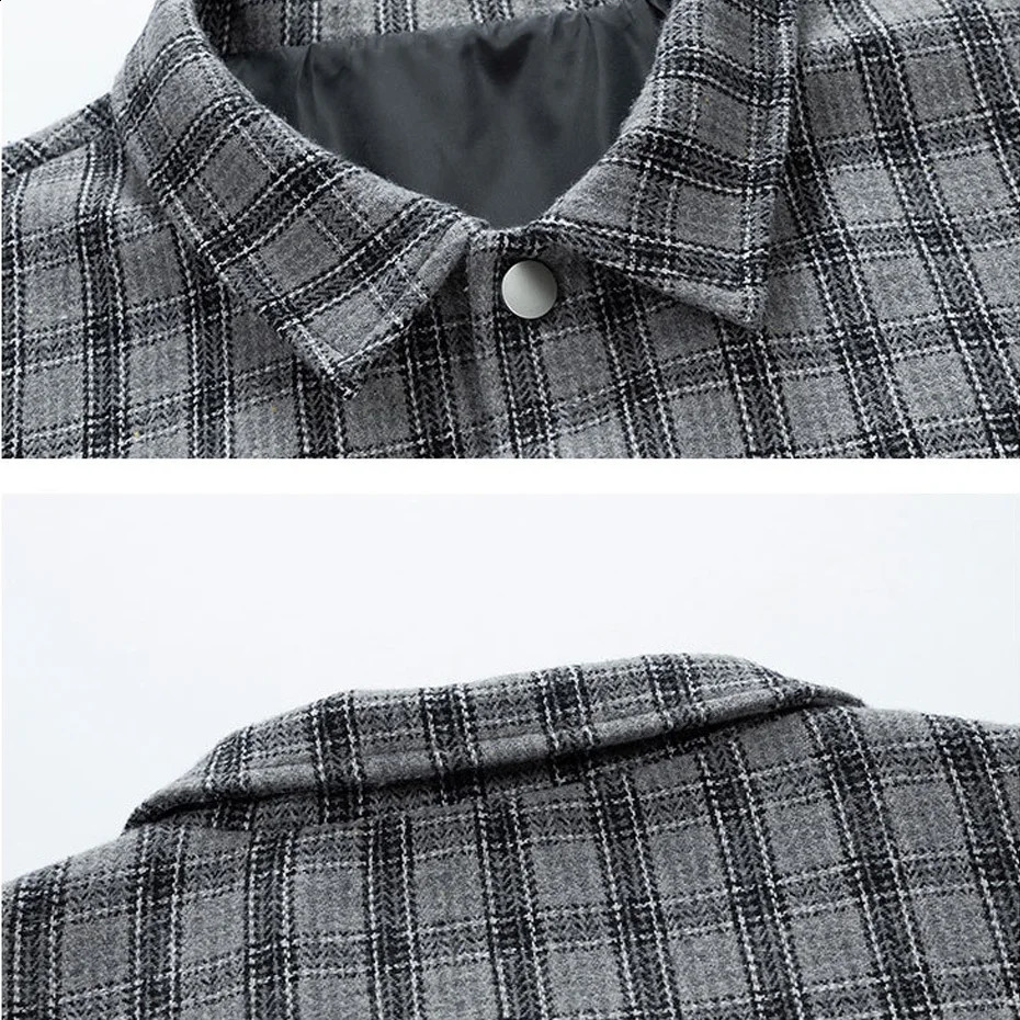 Plaid Jacket Men Harajuku Woolen Jacket Coat Plus Size 8XL Spring Autumn Plaid Coats Male Outerwear Big Size 8XL 240812