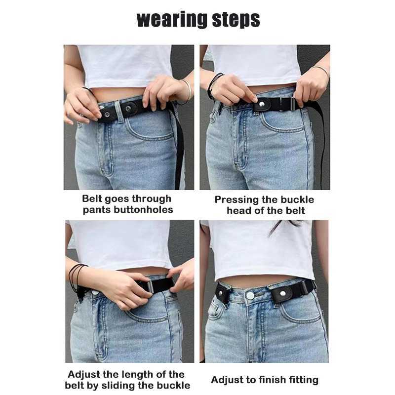 Fashionable buttonless waistband jeans dress buttonless invisible elastic waistband womens wrinkle free waistband W240807