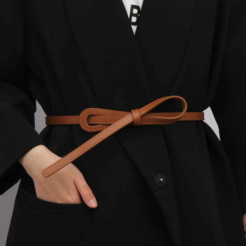 Womens thin knot belt fashionable belt PU belt long womens clothing designer dress outerwear accessories belt W240807