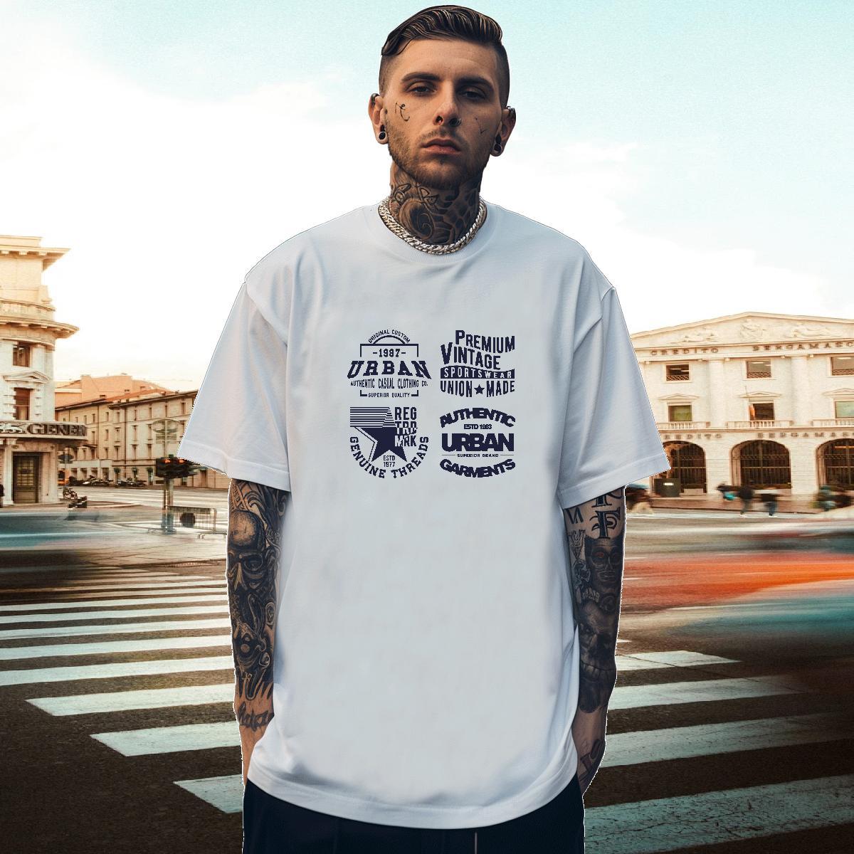 Brand Men Clothes T-Shirt Casual Beach 230g 100% Cotton Graphic Crew Neck Breathable letter T shirt Stylist Tops Tees