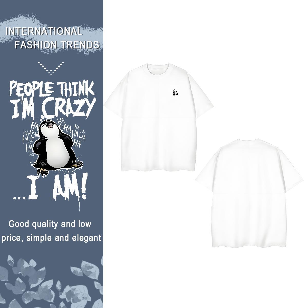 T-Shirts for Men 230g 100% Cotton penguin Street Casual Round Neck Short Sleeve Custom Print Oversized Mens Tshirts New Arrival Loose Tops Tees