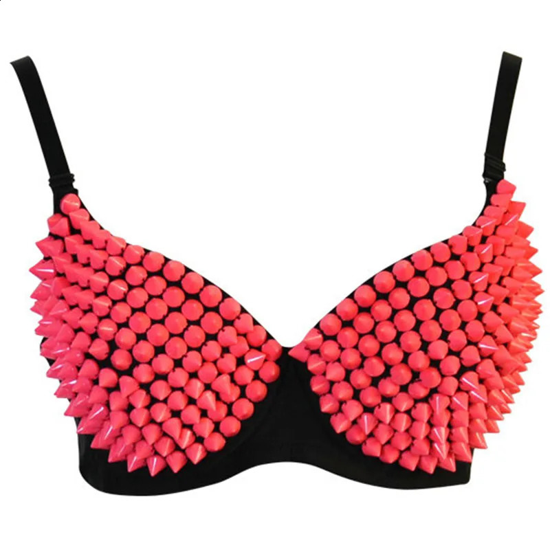 Silver Rivets Punk Rave Bralette Lingerie Gothic Bra Top Sexy Push Up Brassiere Nightclub Party Bar Fashion Bras For Women 240812