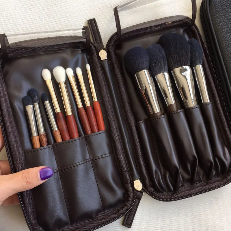 Black Waterproof Double Zipper Makeup Brushes Case Women Cosmetic Bags Portable Travel PU Brush Holder Storage 240812