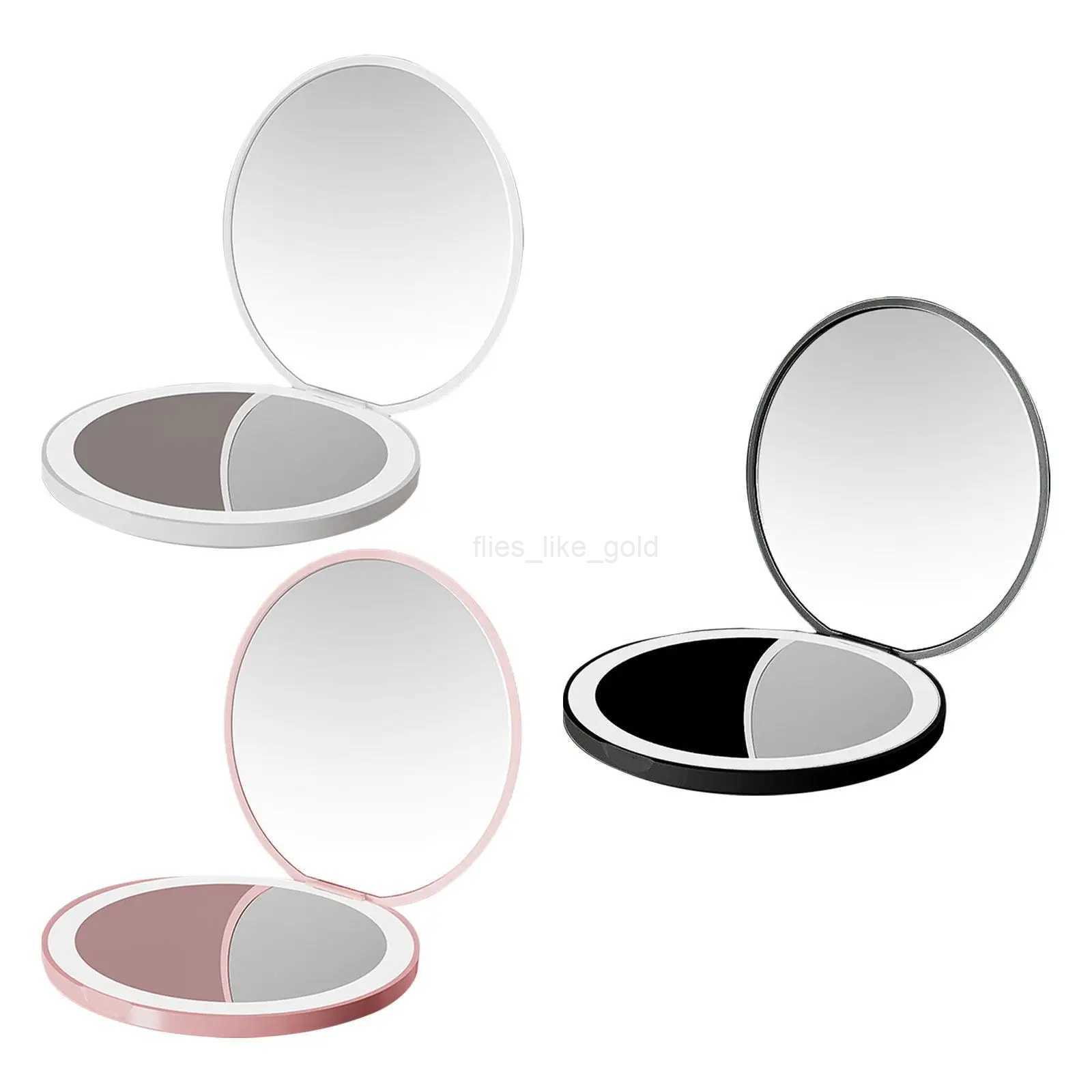 Travel Makeup Mirror Folding Handheld USB Charging Mini Makeup Mirror Sunlight Compact Mirror for Handbag Pocket Wallet Gifts W240813