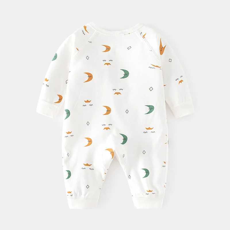 0-6M newborn girl boy jumpsuit pure cotton printed baby jumpsuit casual newborn girl clothing spring and autumn clothing new W240812
