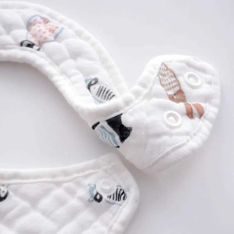 Bibs Burp Cloths 8 layers of gauze u-shaped bib baby printed cotton saliva towel cotton absorbent thickened baby bib Soft Burp Cloth Kid BibL4812