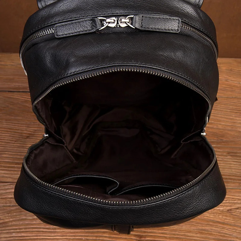 JLFGPJ Mens Casual Leather Travel Backpack Head Layer Denim Outdoor Fashion Original Computer Bag 240813
