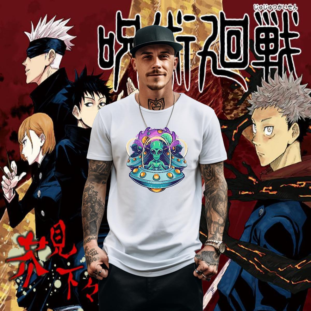 DIY Men Clothes T-Shirt halloween Daily Outfit 230g Cotton Tees Breathable Short Sleeve Classic Mens T Shirts Anime