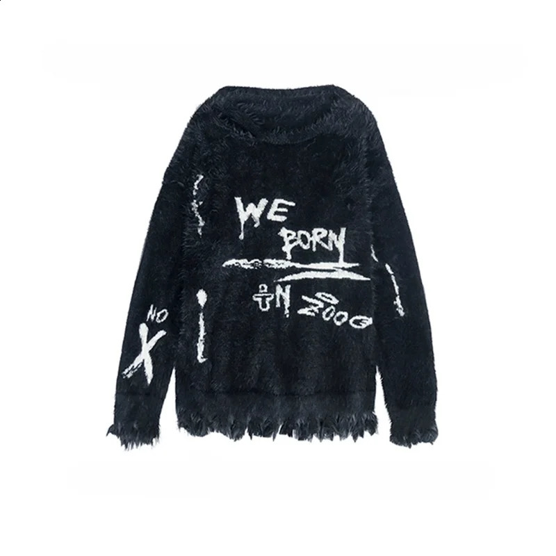 Deeptown Y2k Gothic Black Women Sweater Japanese Harajuku Fashion Knit Pullovers Loose Autumn Vintage Punk Letter Grunge Jumper 240812