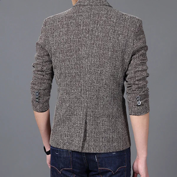 Drop coarse tweed mens wedding dress British style final custom brown bone jacket button fashion top 240812