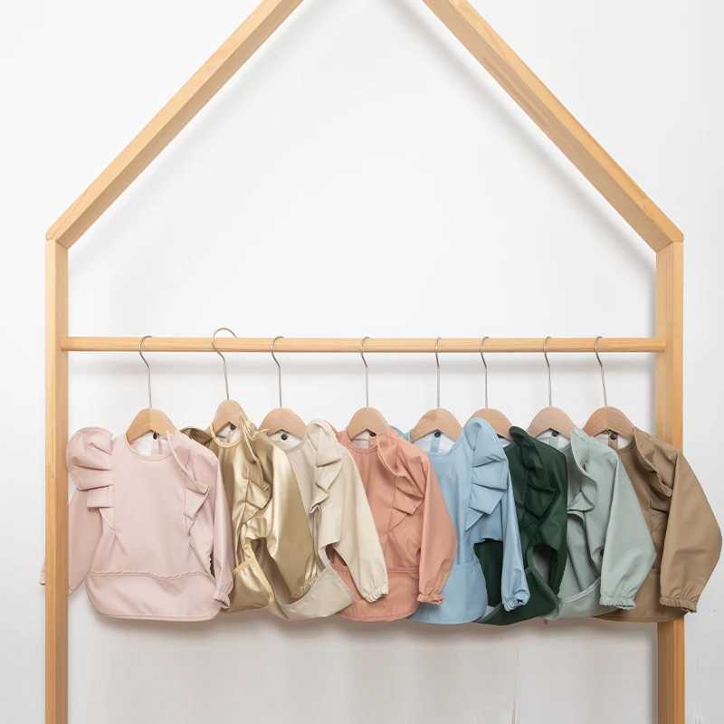 Bibs Burp Cloths Waterproof Baby Bibs Angel Wings Newborn Feeding Bib Kids Long Sleeve Art Smock Anti-dirty Dinning Apron with Pocket Baby StuffL4812