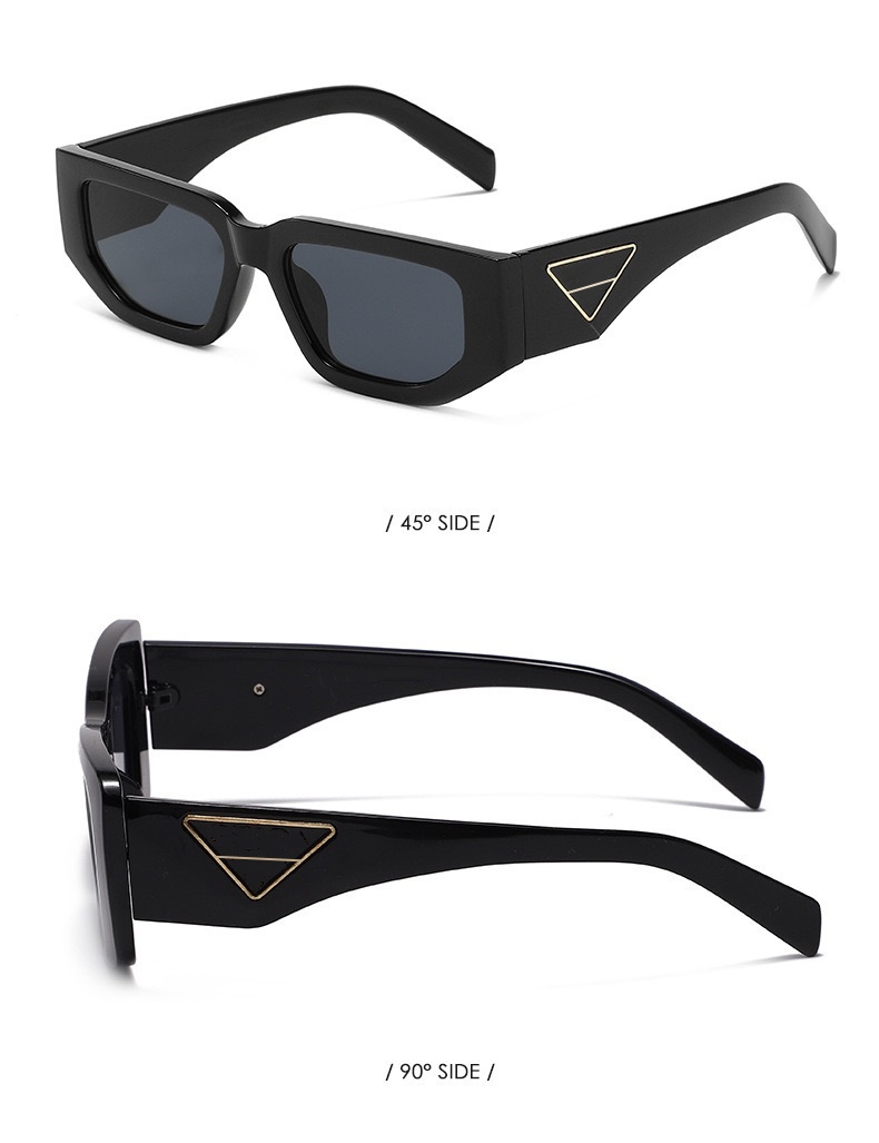 P22071 Set of fashionable sunglasses, glasses, sunglasses, designer, men's and women's brown watch case, black metal frame, dark lens with box