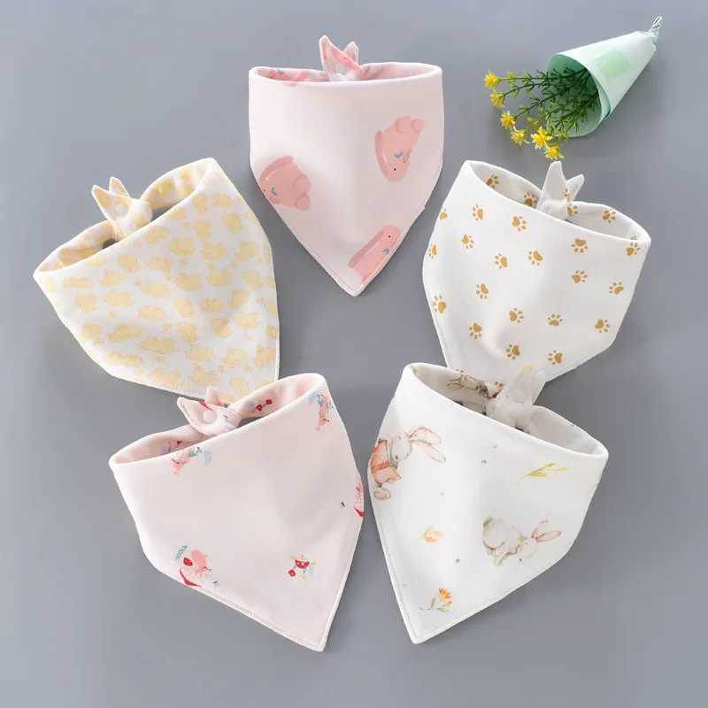Bibs Burp Cloths Cartoon Baby Bibs Soft Cotton Baby Bandana Drool Bibs Double Triangle Feeding Bibs Infant Feeding Burp Cloths Baby Care 1/4/5pcsL4812
