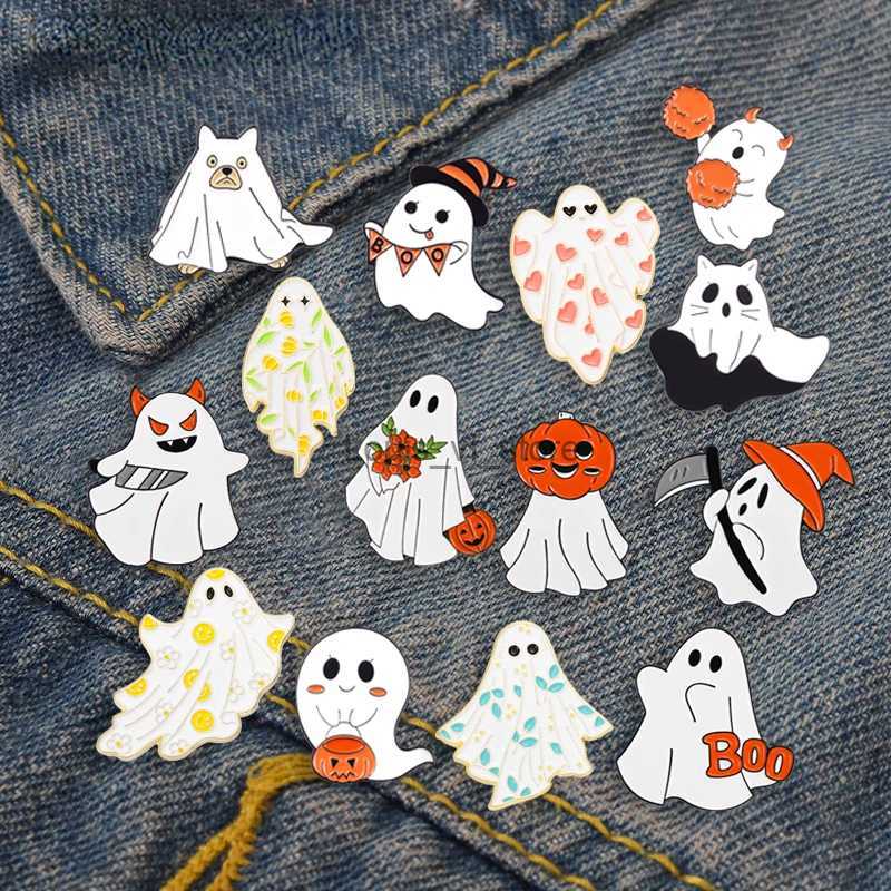 Pins Brooches Interesting Halloween Enamel Pin Punk Pumpkin Horror Spider Gothic Skull Brooch Collar Badge Jewelry Witch Dark Festival Gift H240813