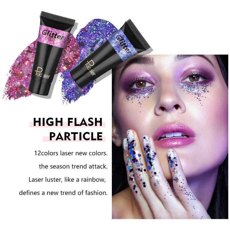 6-color body glitter gel multi-function facial lip hair loose sequins glitter liquid eye shadow festival stage makeup decoration W240812