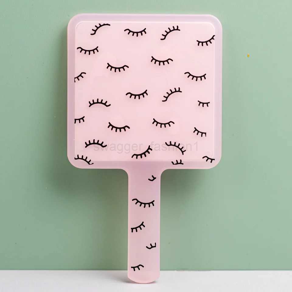 1pc Handheld Makeup Mirror Portable Small Mirror Square Mirrors With Handle Creative Design Handheld Mirror Travel EssentialsXJ240813