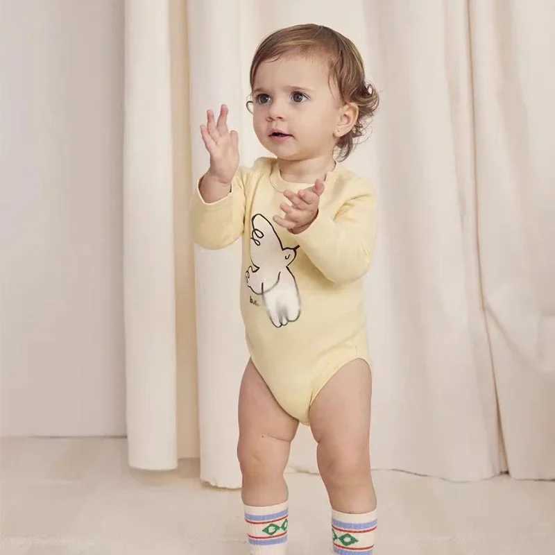 Fall 2024 baby crawling clothing BC brand cotton casual boy and girl baby jumpsuit cartoon full print pants childrens clothing W240812