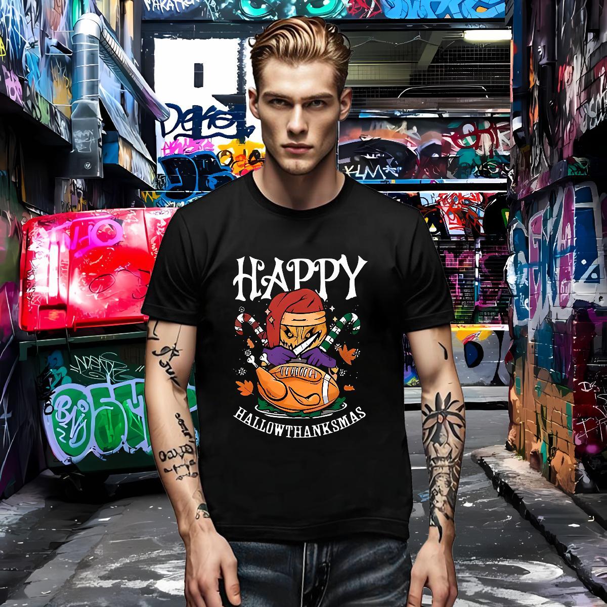Factory Direct Men Clothes T-Shirt halloween Outdoor 230g Pure Cotton Tops Tees Crew Neck Breathable Cool Design Men T Shirts Custom Cartoon