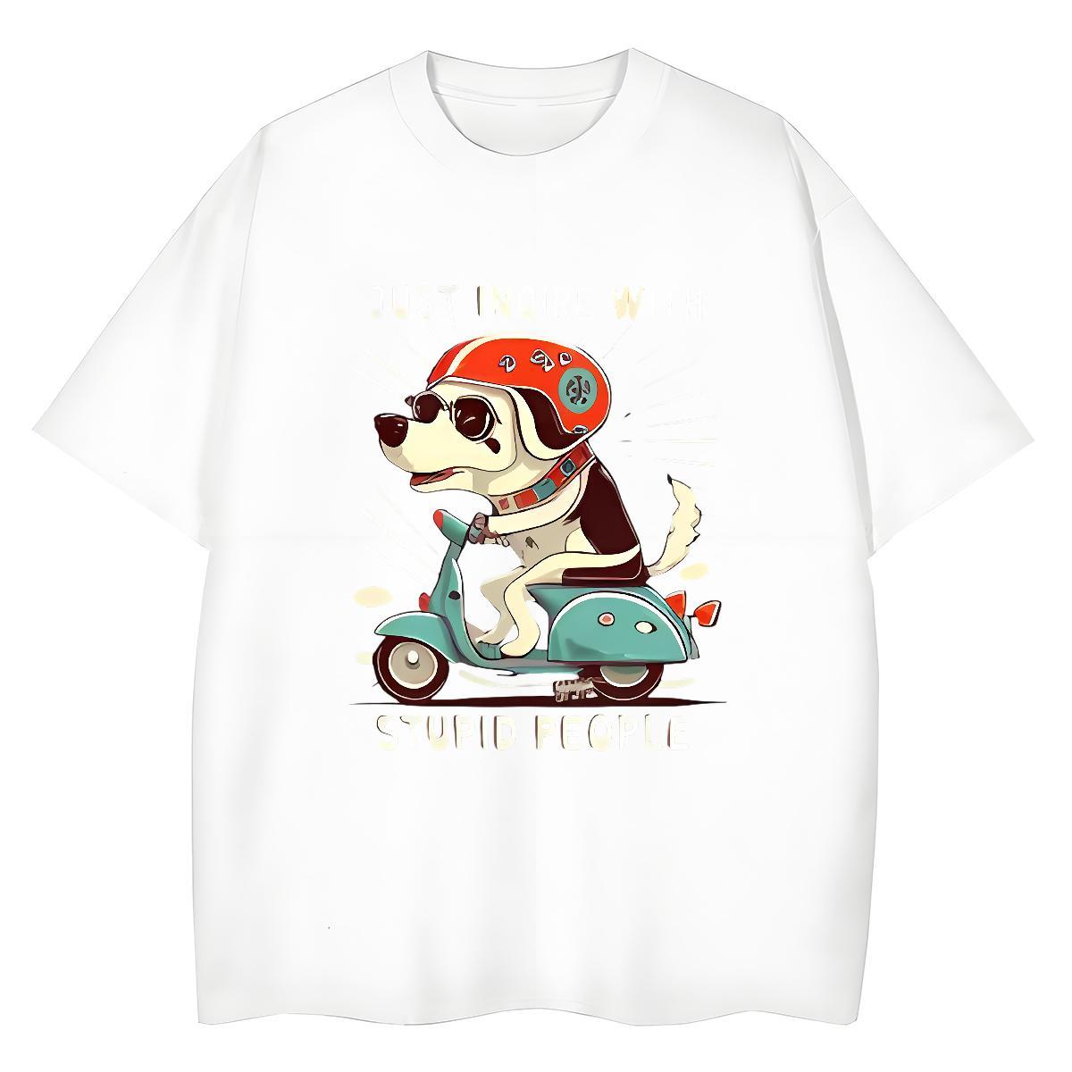 Loose T Shirt For Man dog Breathable Short Sleeve Hip Hop Street DIY Printed 100% Cotton 230g Couples T Shirts New Designer Clothings