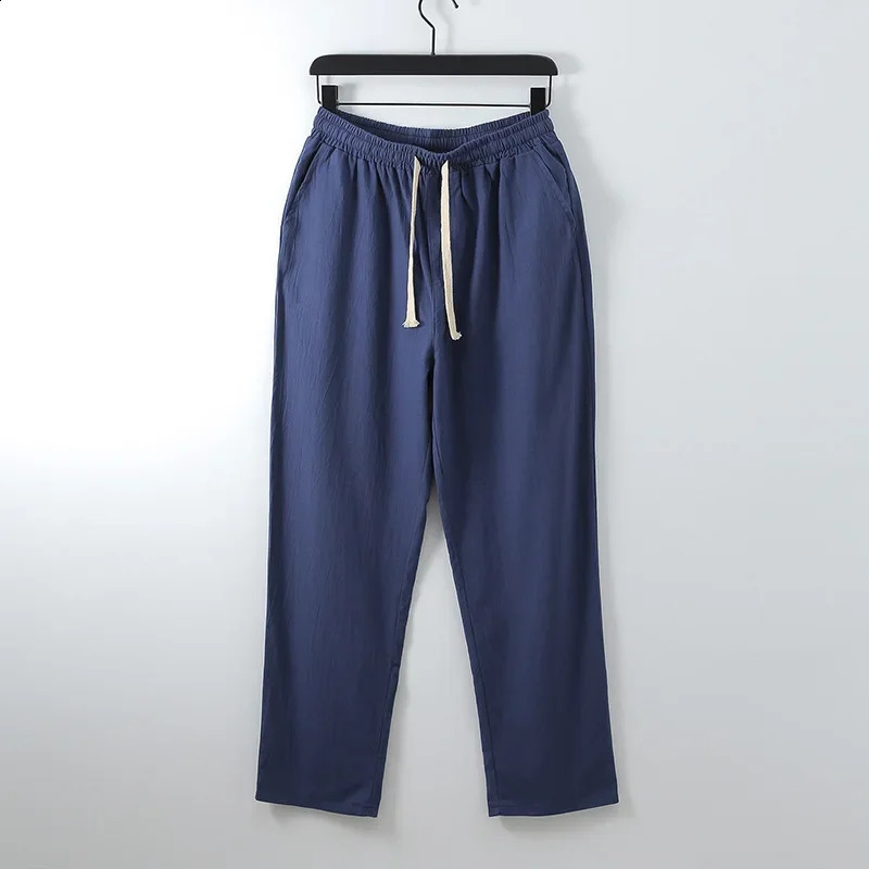 Pants Large Size Summer Mens Cotton Tall Big Sizes Wide Leg Linen Pant Oversized Jogger Trousers Male Plus Size Loose Pants Men 240812