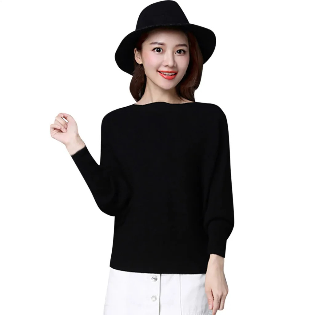 Fashionable winter trend sweater minimalist womens long sleeved highquality round neck knitted elastic short top 240812