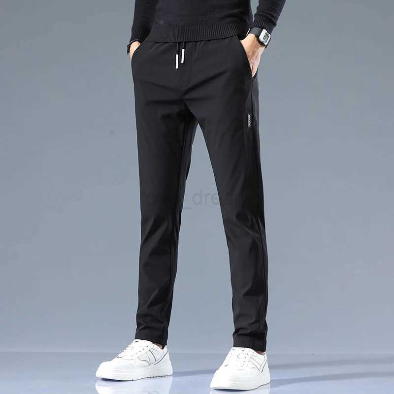Stretch Casual Pants Men Classic Lightweight Slim Fit Trousers for Men Summer Straight Drawstring Joggers Solid khaki Pants MaleXJ240813