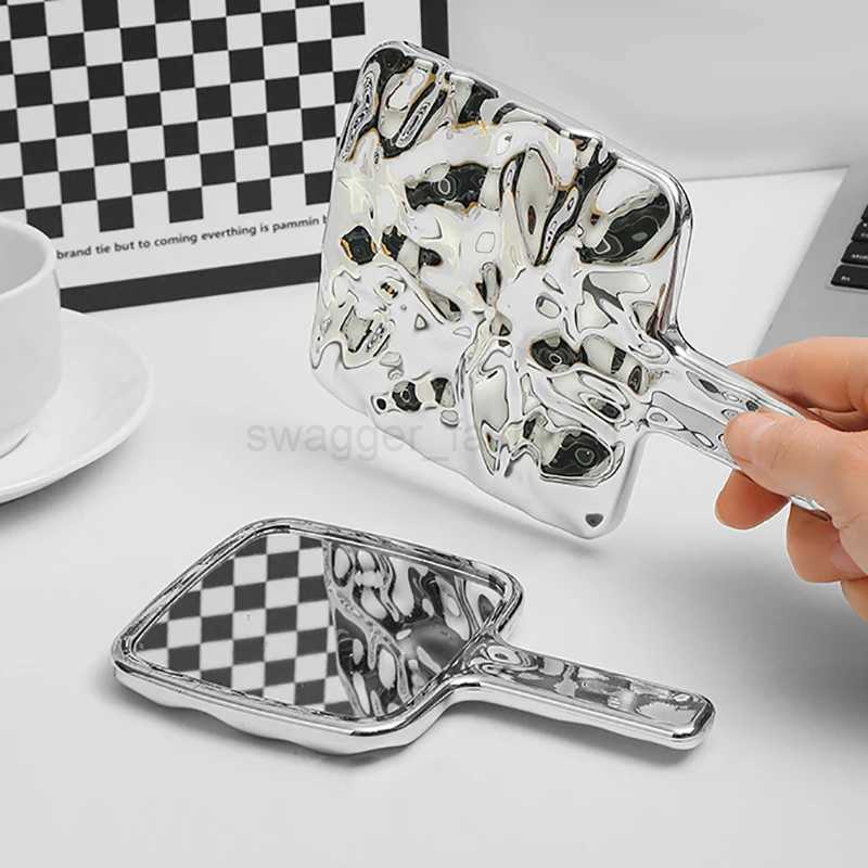 Liquid Shape Square Mirror Mini Hand-Held Desktop Cosmetic Portable Makeup Mirror Travel Retro Style Beauty Mirror For HandbagXJ240813