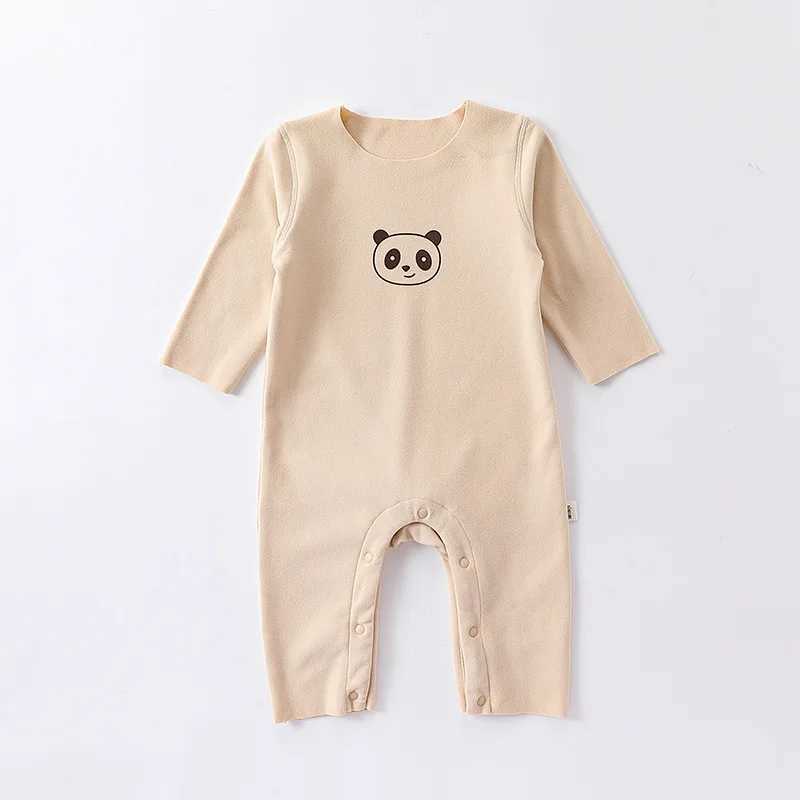 Autumn and winter newborn boys pajamas long sleeved Ins round neck velvet cartoon panda print baby boys tight fitting clothes baby boys jumpsuit W2408