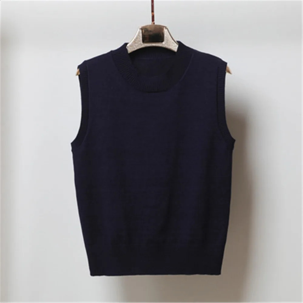 Pull Femme knitted tops brown preppy cute crop korean style knitwear v neck oversized beige sweaters for women fashion vest 240812