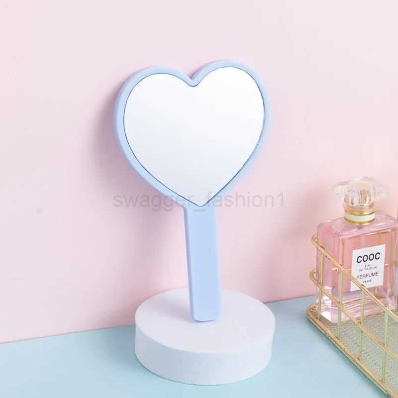Heart Shaped Hand-held Vanity Mirror with Handle Portable Vanity Mirror Cute Small Mirror Portable Beauty Mirrors Cosmetic ToolsXJ240813
