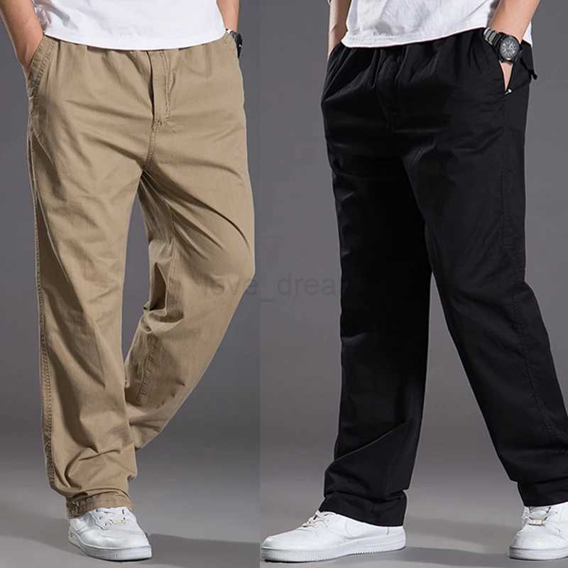 Mens casual Cargo Cotton pants men pocket loose Straight Pants Elastic Work Trousers Brand Fit Joggers Male Super Large Size 6XLXJ240813