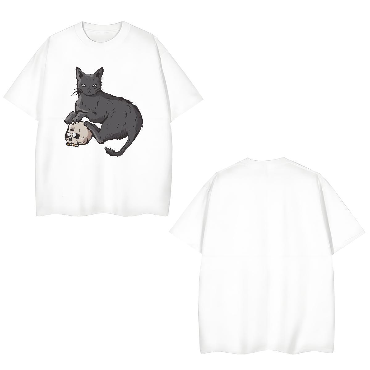 Soft T-Shirts for Men cat Breathable Crew Neck Home Outdoor Custom Print Plus Size 230g 100% Cotton Tshirts DIY Customized Top Tees