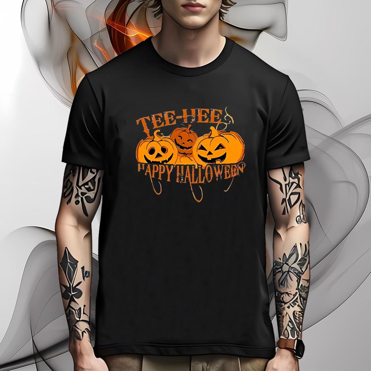 High Quality T Shirts Men halloween O-Neck Short Sleeve Daily Wear Custom Print Plus Size 230g Cotton Men Tops Tees Classic Tshirts