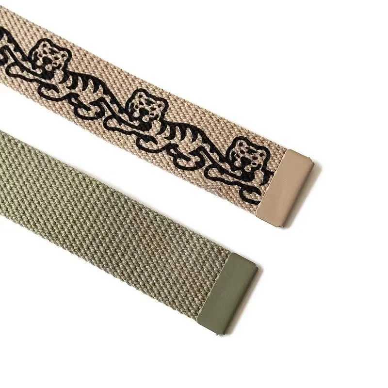 Womens casual canvas belt tiger structure belt girls outdoor belt waist belt cute new high-quality neutral canvas belt W240807
