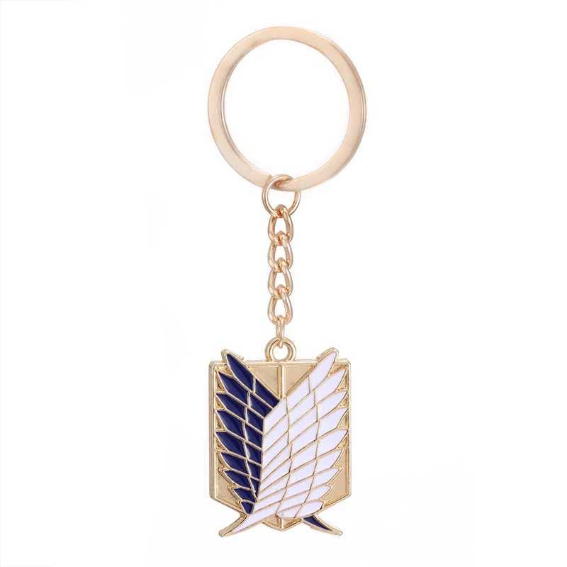 Fashion Attack Titan Keychain Shingeki No Kyojin Anime Cosplay Wings of Freedom Keychain Ring Motorcycle Key Gift W240808