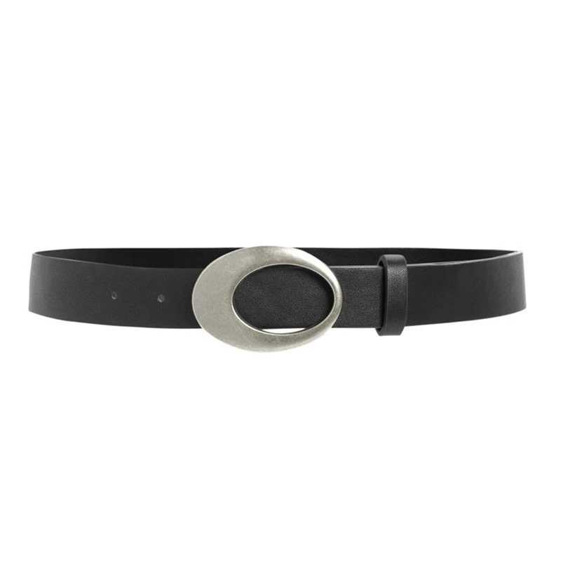 Y2K Pu Womens Belt Metal Oval Buckle Jeans Trouser Dress Belt Fashion Retro Accessories Belt W240807