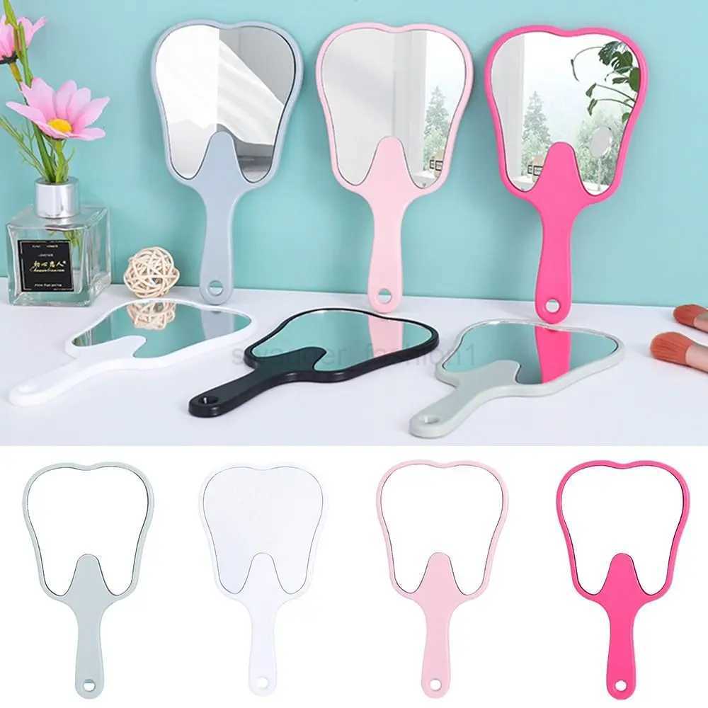 1PC Tooth Shaped Handheld Mirror Cute Makeup Mirror Hand Held Dental Mirrors With Handle High Definition Makeup MirrorXJ240813