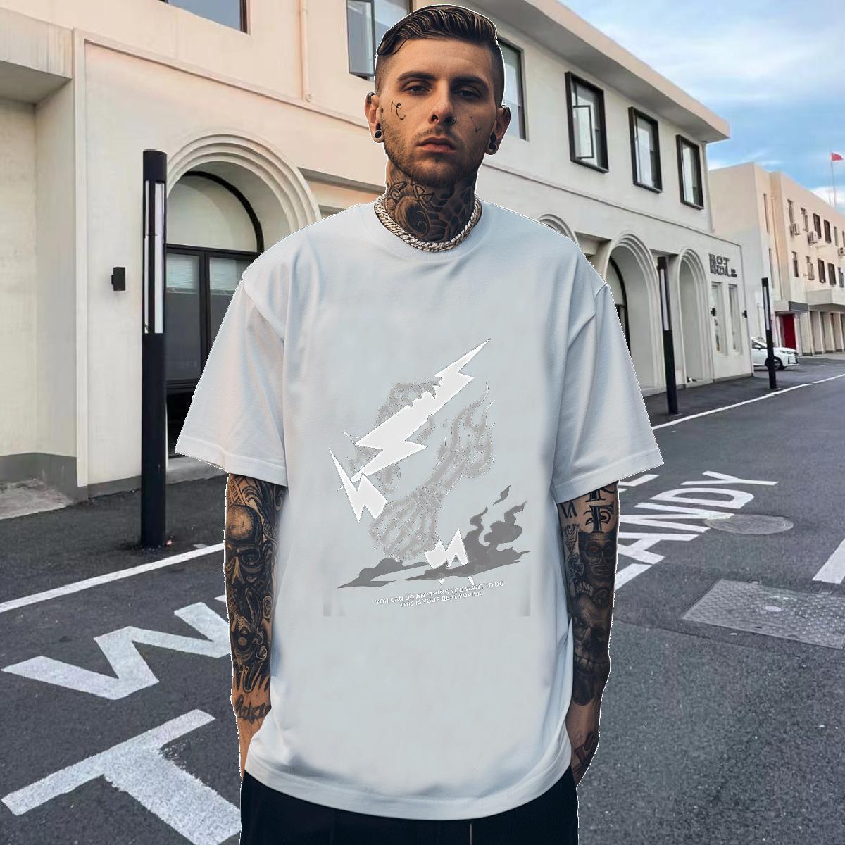 Comfortable Men Tshirts Daily Outfit 230g Pure Cotton Custom Cartoon Breathable Crew Neck letter Mens T Shirts Wholesale Tops