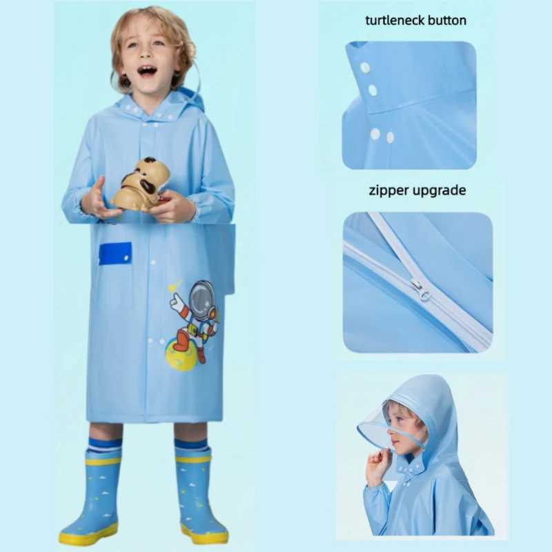 Children Waterproof Rain Poncho Kids Raincoat Full Coverage High Quality Raincoat Student Boys Girls Backpack Travel Rainwear Y240810
