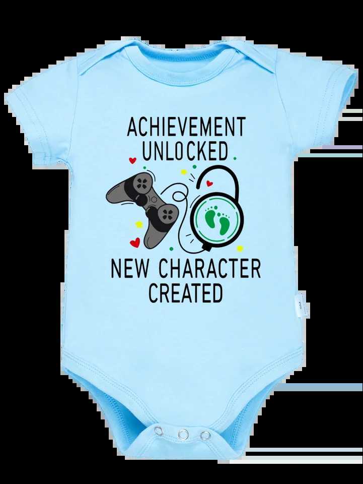 Cartoon game console childrens tight fitting clothes with aesthetic patterns cotton newborn short sleeves comfortable and soft O-neck baby jumpsuit W2