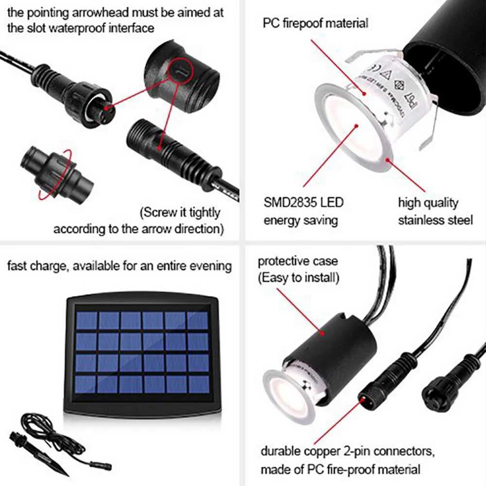 Solar LED Deck Light Outdoor Garden Lamps 12V DC Led Deck Light Kit Waterproof IP67 Underground light Terrace Staircase Lighting CL240813