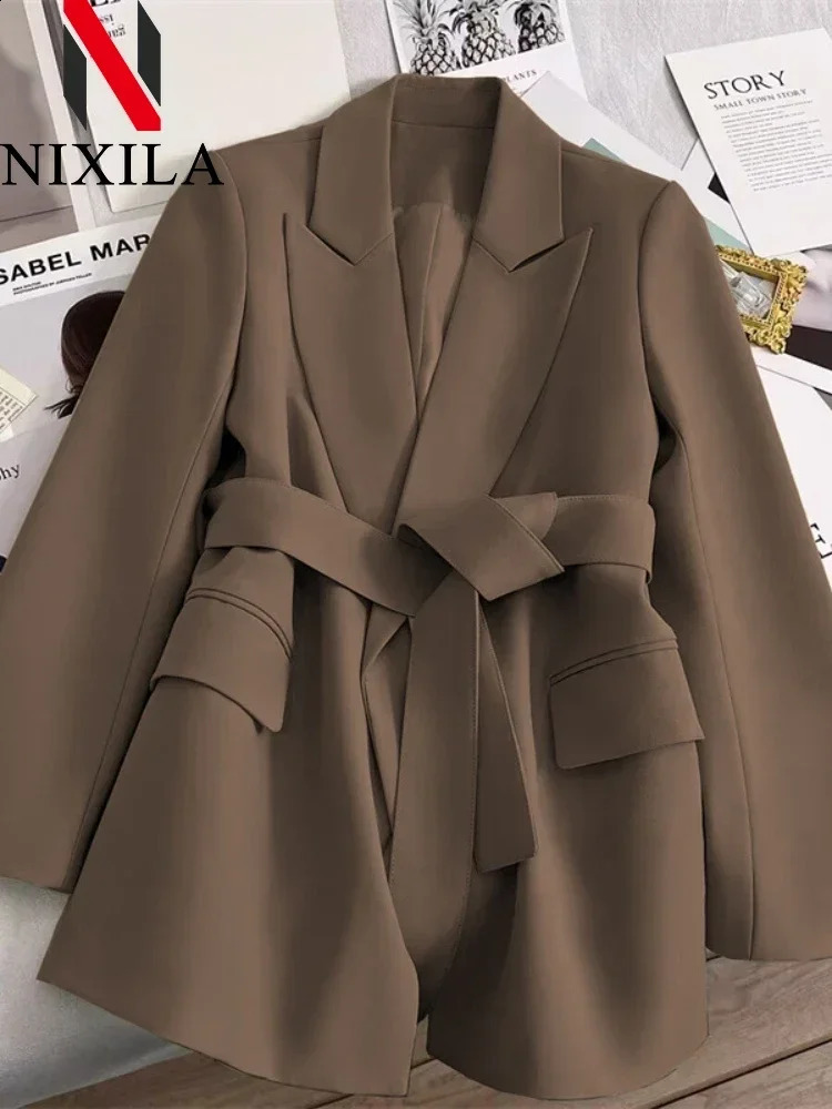in Spring Autumn Blazer for Women 2024 Outerwears Office Lady Coats Loose Fit Retro Women Clothing Elegant Womens Jacket o240813