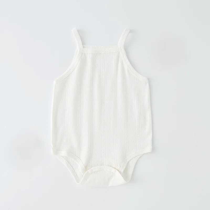 Pendant bodysuit summer baby vest thin newborn pure cotton baby unisex square neckline fashionable solid color sleeveless jumpsuit W240812