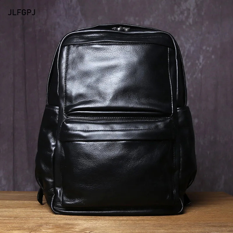 Natural Top Layer Cowhide Backpack For Mens Casual Fashion Large Capacity Genuine Leather Computer Bag 250206